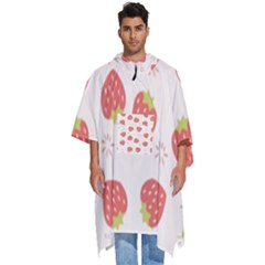 Strawberries Pattern Design Men s Hooded Rain Ponchos by Grandong