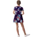 Owl Pattern Background Kids  Short Sleeve Pinafore Style Dress View2