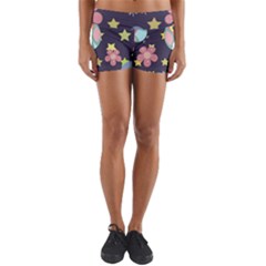 Owl Stars Pattern Background Yoga Shorts by Grandong