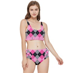 Seamless Argyle Pattern Frilly Bikini Set by Grandong
