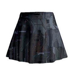 Abstract Tech Computer Motherboard Technology Mini Flare Skirt by Cemarart