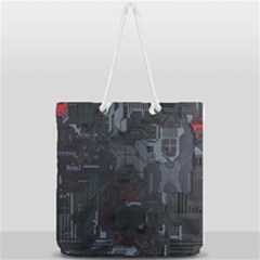 Abstract Tech Computer Motherboard Technology Full Print Rope Handle Tote (large) by Cemarart