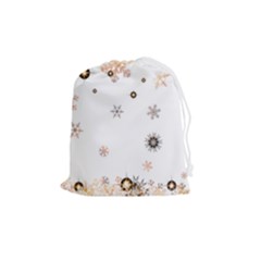 Golden-snowflake Drawstring Pouch (medium) by saad11