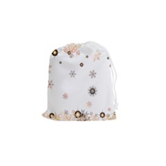 Golden-snowflake Drawstring Pouch (small) by saad11