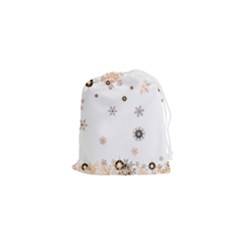 Golden-snowflake Drawstring Pouch (xs) by saad11