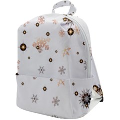 Golden-snowflake Zip Up Backpack by saad11