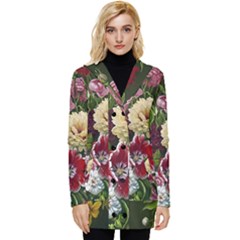 Parrot Painting Flower Art Button Up Hooded Coat  by Cemarart