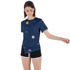 Universe Color Doodle , Art Asymmetrical Short Sleeve Sports T-shirt by nateshop