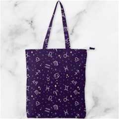 Zodiac Symbols Sign And Stars Pattern Seamless Pattern Double Zip Up Tote Bag by Cemarart