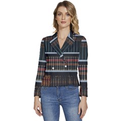 Books Bookshelf Library Education Women s Long Sleeve Revers Collar Cropped Jacket by Grandong