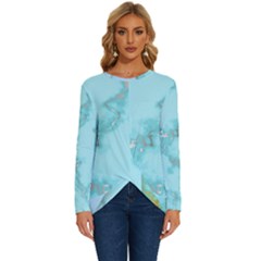 Background Marble Set Long Sleeve Crew Neck Pullover Top by Ndabl3x