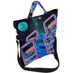 Fantasy City Architecture Building Cityscape Fold Over Handle Tote Bag by Cemarart