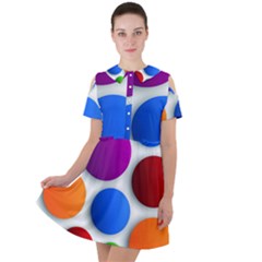 Abstract Dots Colorful Short Sleeve Shoulder Cut Out Dress  by nateshop