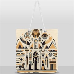 Egypt Pyramids Nature Desert Full Print Rope Handle Tote (large) by Proyonanggan
