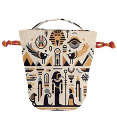 Egypt Pyramids Nature Desert Drawstring Bucket Bag by Proyonanggan