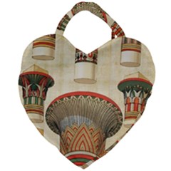 Egyptian Architecture Column Giant Heart Shaped Tote by Proyonanggan
