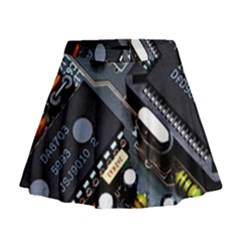 Motherboard Board Circuit Electronic Technology Mini Flare Skirt by Cemarart