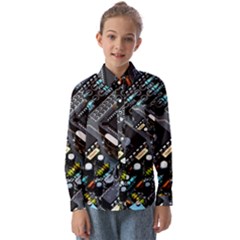 Motherboard Board Circuit Electronic Technology Kids  Long Sleeve Shirt by Cemarart