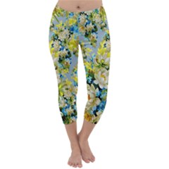 Background-flowers Capri Winter Leggings  by nateshop