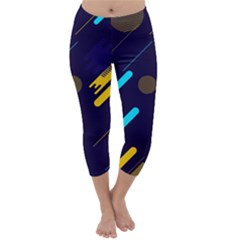 Blue Background Geometric Abstrac Capri Winter Leggings  by nateshop