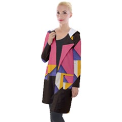 Retro Colorful Background, Geometric Abstraction Hooded Pocket Cardigan by nateshop