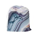 Marble Abstract White Pink Dark Drawstring Pouch (XL) View2