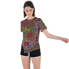 Authentic Aboriginal Art - Connections Asymmetrical Short Sleeve Sports T-shirt by hogartharts