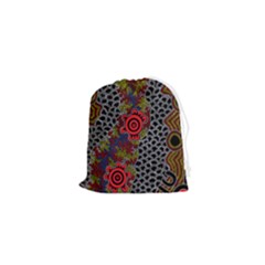Authentic Aboriginal Art - Gathering Drawstring Pouch (xs) by hogartharts