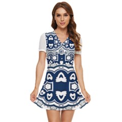 Imfd Dgb 1 V-neck High Waist Chiffon Mini Dress by imanmulyana