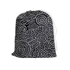 Authentic Aboriginal Art - Meeting Places Drawstring Pouch (xl) by hogartharts