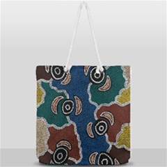 Authentic Aboriginal Art - Riverside Dreaming Full Print Rope Handle Tote (large) by hogartharts