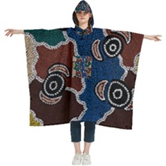 Authentic Aboriginal Art - Riverside Dreaming Women s Hooded Rain Ponchos by hogartharts