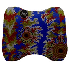 Authentic Aboriginal Art - Waterholes (corella) Velour Head Support Cushion by hogartharts