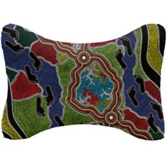 Authentic Aboriginal Art - Walking The Land Seat Head Rest Cushion by hogartharts