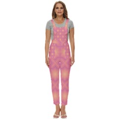 Fuzzy Peach Aurora Pink Stars Women s Pinafore Overalls Jumpsuit by PatternSalad