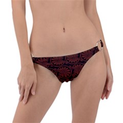 Brown Floral Pattern Floral Greek Ornaments Ring Detail Bikini Bottoms by nateshop