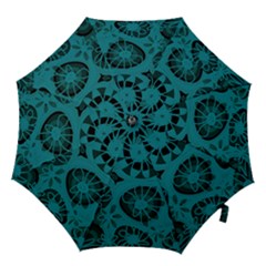 Mazipoodles Love Flowers - Just Dark Teal Hook Handle Umbrellas (large) by Mazipoodles