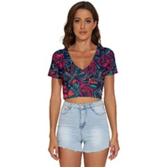 Vintage Flash Tattoos Designs Seamless Pattern V-neck Crop Top by Bedest