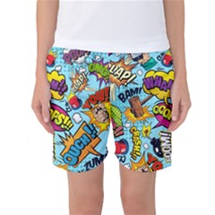 Vintage Tattoos Colorful Seamless Pattern Women s Basketball Shorts by Bedest