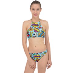 Graffiti Word Seamless Pattern Halter Bikini Set by Bedest