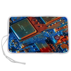 Gray Circuit Board Electronics Electronic Components Microprocessor Pen Storage Case (s) by Cemarart