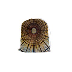 Barcelona Stained Glass Window Drawstring Pouch (small) by Cemarart