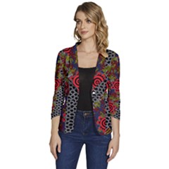 Authentic Aboriginal Art - Gathering 2 Women s One-button 3/4 Sleeve Short Jacket by hogartharts