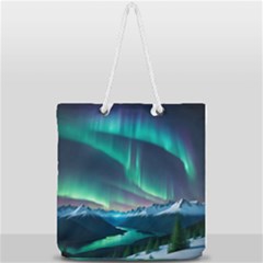 Zig Zag Waves Lines Geometric Full Print Rope Handle Tote (large) by Ndabl3x