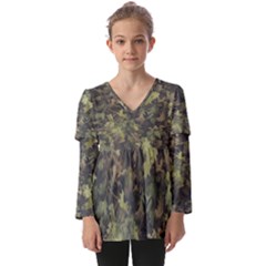 Camouflage Military Kids  V Neck Casual Top by Ndabl3x