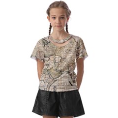 Tartaria Empire Vintage Map Kids  Front Cut T-shirt by Grandong