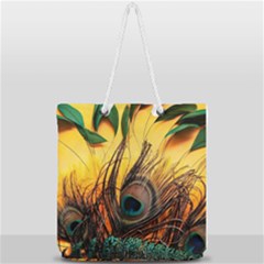 City Light Sky Landmark Painting Full Print Rope Handle Tote (large) by Cemarart