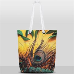 Oceans Stunning Painting Sunset Scenery Wave Paradise Beache Mountains Full Print Rope Handle Tote (small) by Cemarart