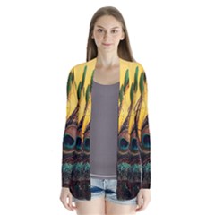 Japan Art Artwork Asia Drawing Lake Landscape Mountain Nature Oriental Drape Collar Cardigan by Cemarart