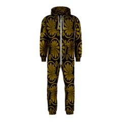 Yellow Floral Pattern Floral Greek Ornaments Hooded Jumpsuit (kids) by nateshop